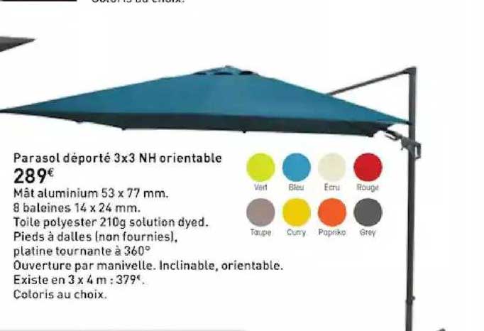 parasol déporté 3x3 nh orientable