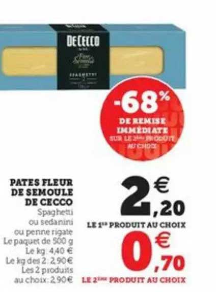 pâtes fleur de semoule de cecco