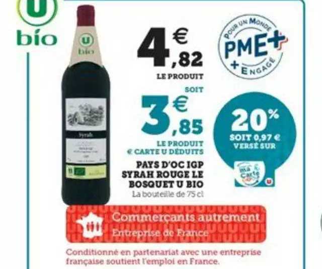 pays d'oc igp syrah rouge le bosquet u bio