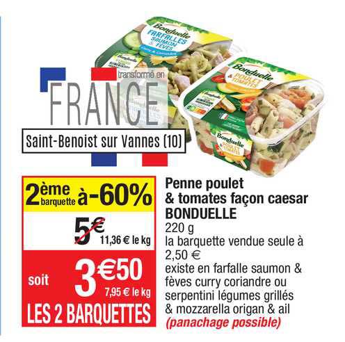 penne poulet & tomates façon caesar bonduelle