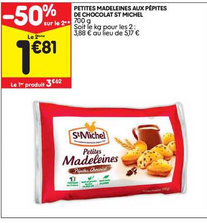 petites madeleines aux pépites de chocolat st michel