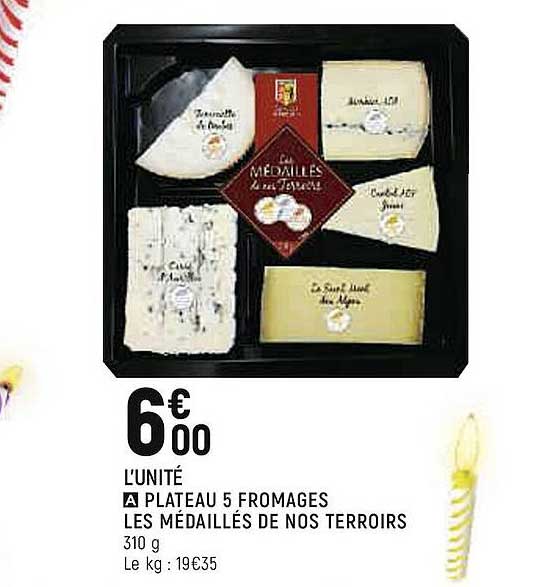 plateau 5 fromages les médaillés de nos terroirs