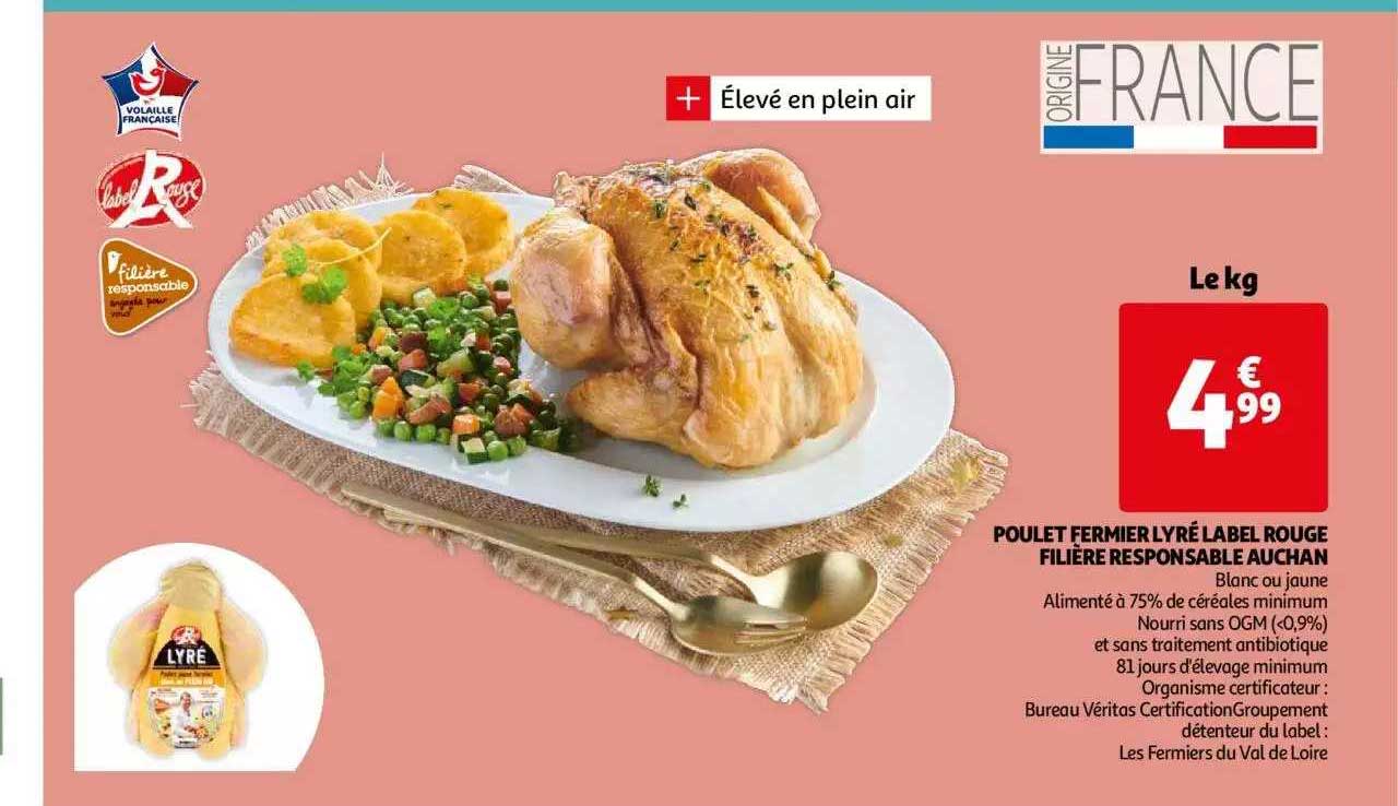 poulet fermier lyré label rouge filière responsable auchan