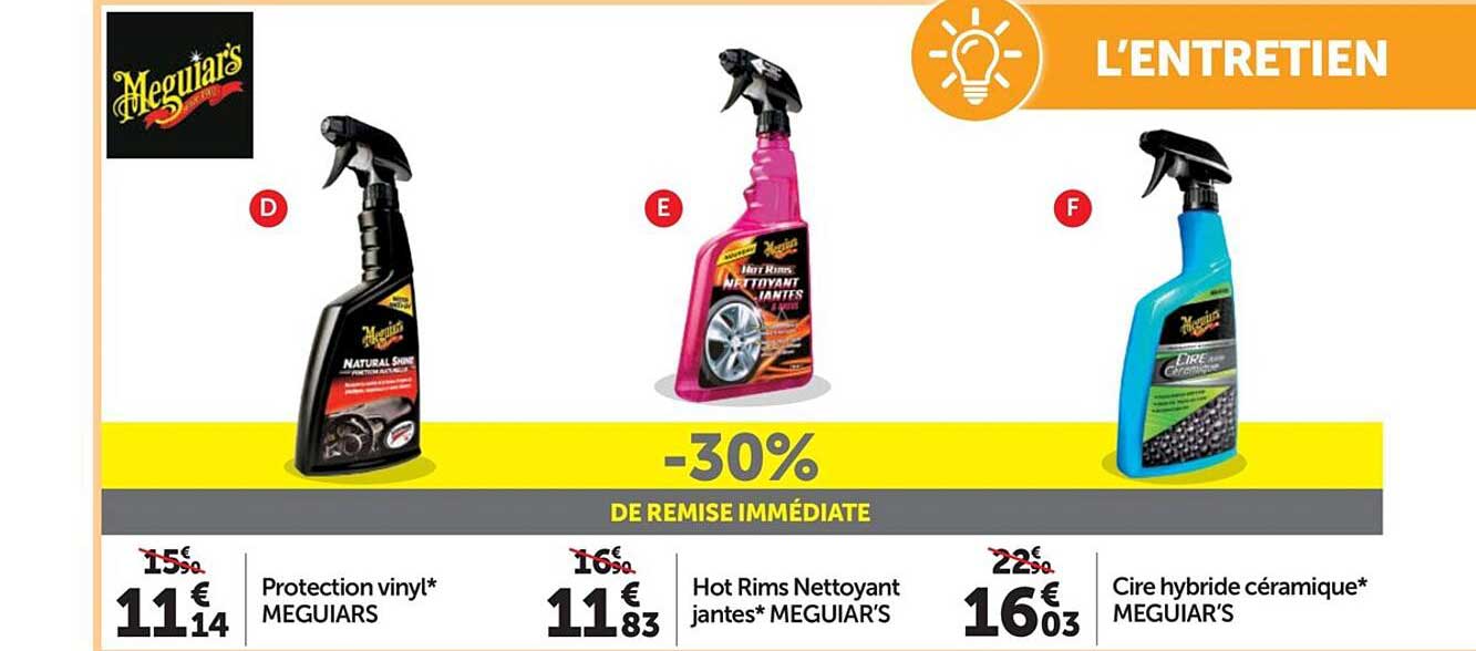 protection vinyl meguiars, hot rims nettoyant jantes meguiar's, cire hybride céramique meguiar's