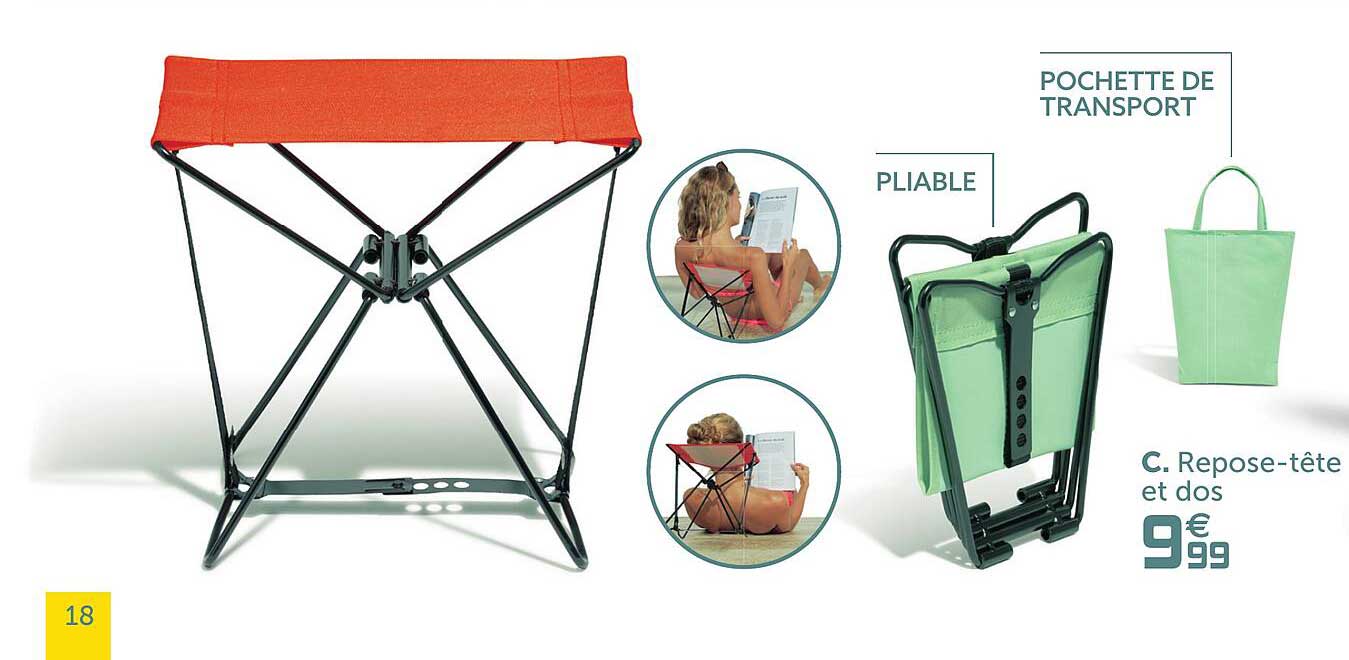 Repose-tete Et Dos, Pliable, Pochette De Transport