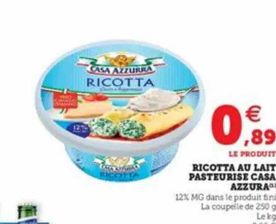 ricotta au lait pasteurisé casa azzura