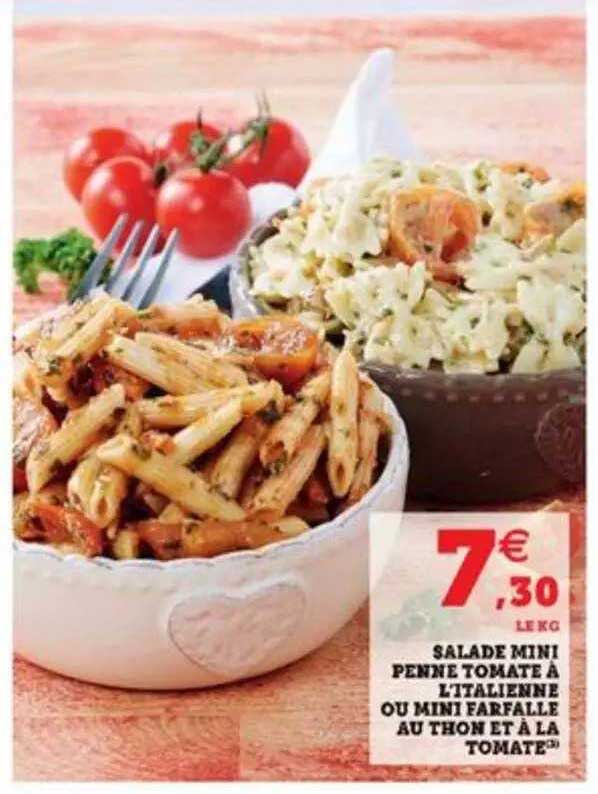 salade mini penne tomate à l'italienne ou mini farfalle au thon et à la tomate