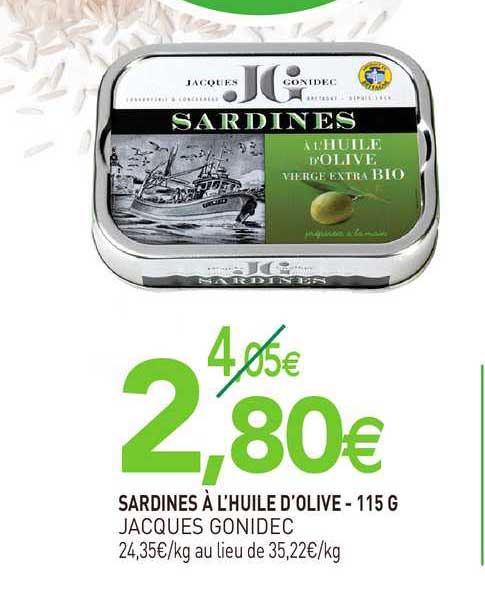 sardines à l'huile d'olive jacques gonidec - 115 g