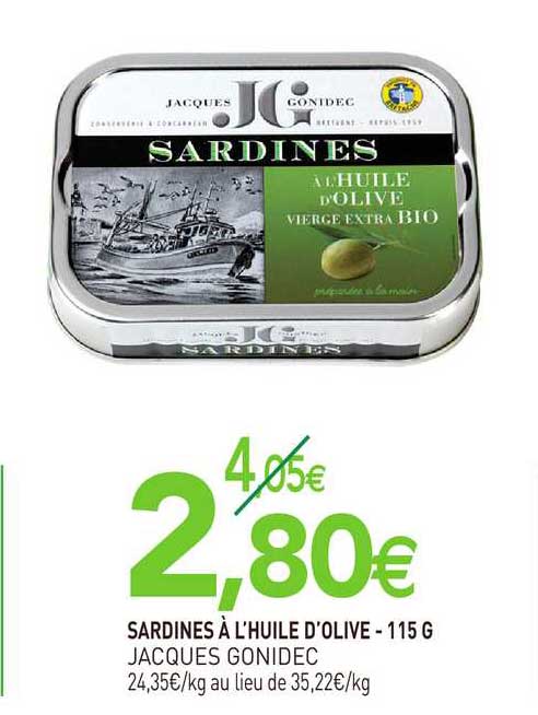 sardines à l'huile d'olive jacques gonidec - 115 g