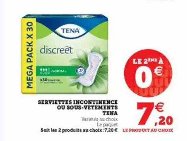 serviettes incontinence ou sous-vêtements tena