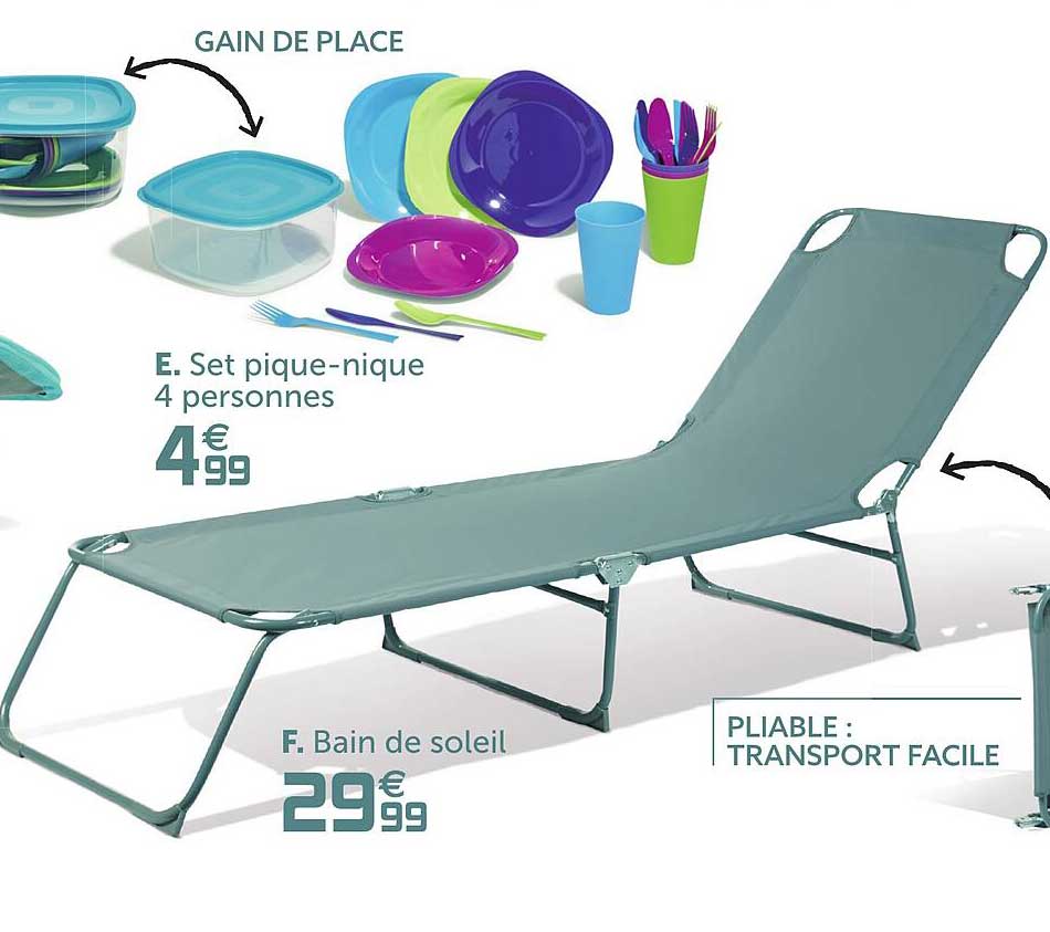 set pique-nique 4 personnes en bain de soleil
