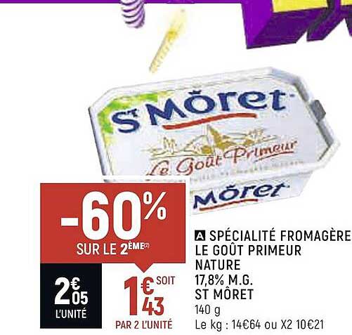 spécialité fromagère le goût primeur nature 17,8% m.g. st môret