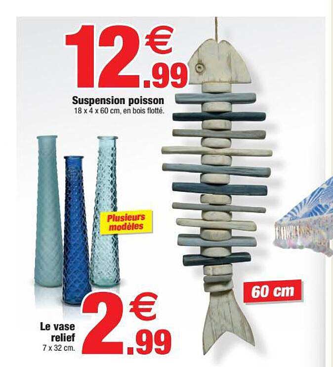 suspension poisson, le vase relief