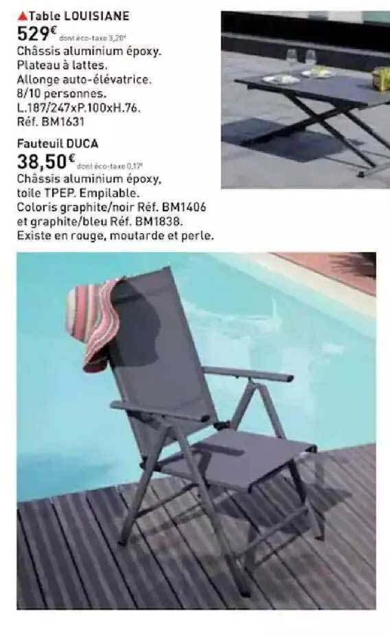 Table Louisiane, Fauteuil Duca