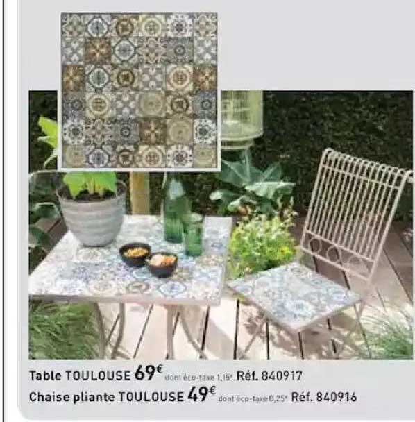 Table Toulouse, Chaise Pliante Toulouse