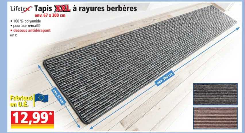 tapis xxl à rayures berbères lifetex