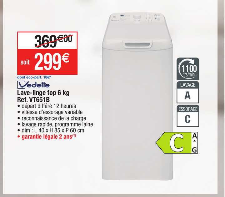 Vedette Lave-linge Top 6 Kg