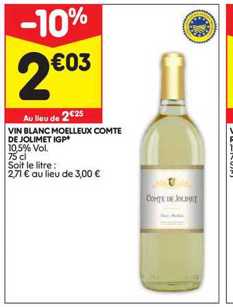 vin blanc moelleux compte de jolimet igp