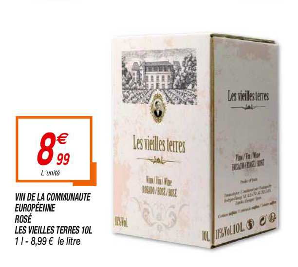 vin de la communauté européenne rosé les vieilles terres 10l