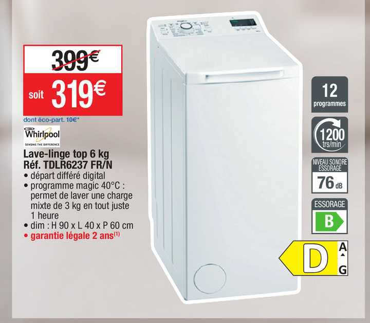 whirlpool lave-linge top 6 kg