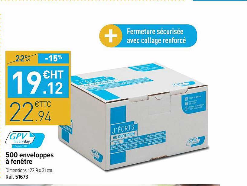 500 enveloppes à fenêtre gpv everyday