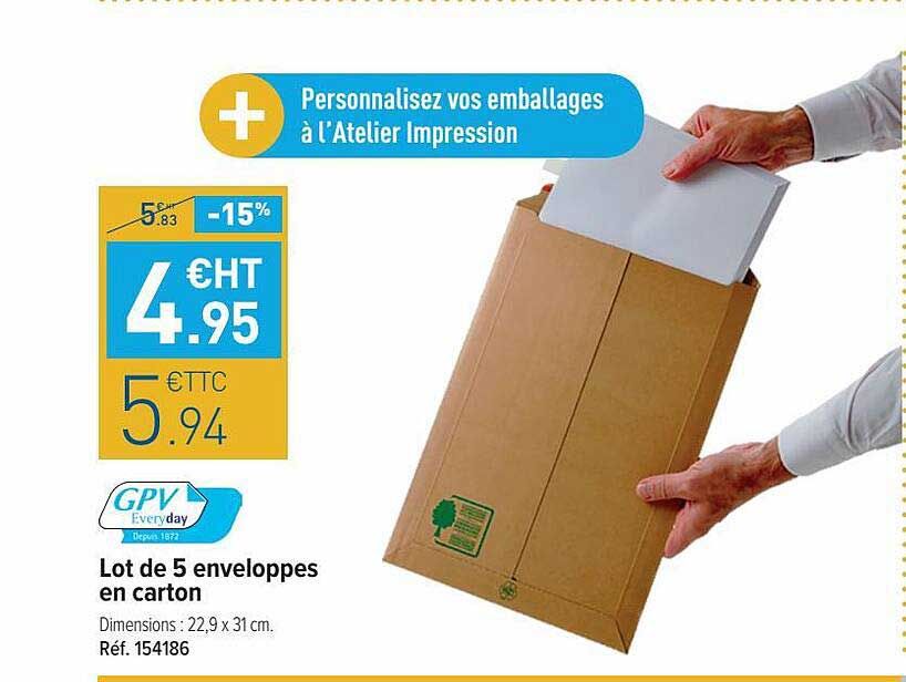 lot de 5 enveloppes en carton gpv everyday