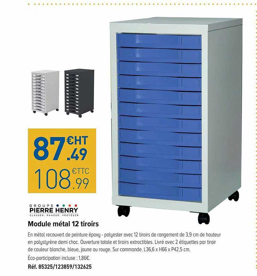 module métal 12 tiroirs groupe pierre henry