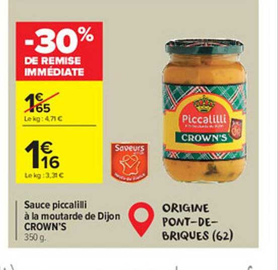 Sauce Piccalilli à La Moutarde De Dijon Crown's