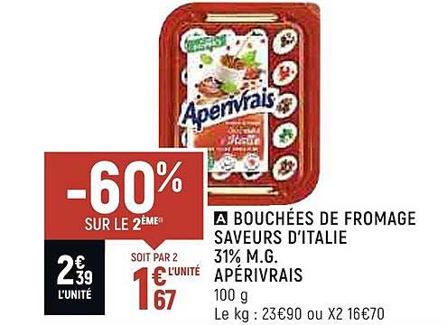 bouchées de fromage saveurs d'italie 31% m.g. apérivrais