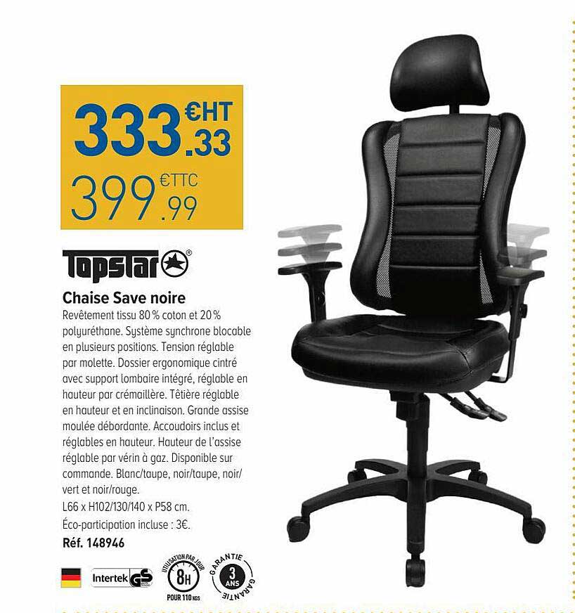 chaise save noire topslar