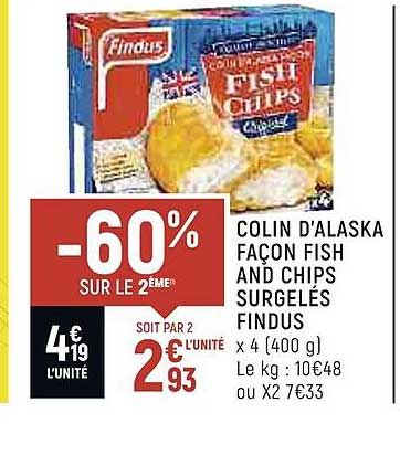 colin d’Alaska façon fish and chips surgelés findus