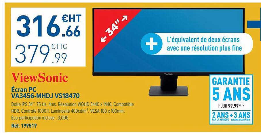écran pc va3456-mhdj vs18470 viewSonic