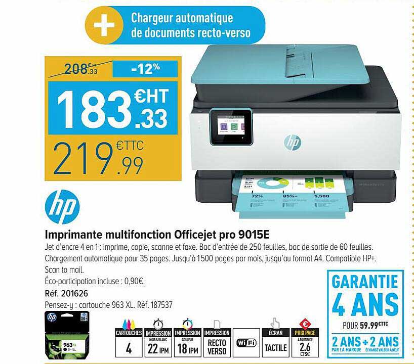 Imprimante Multifonction Office Jet Pro 9015e Hp