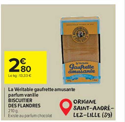 la véritable gaufrette amusante parfum vanille biscuitier des flandres