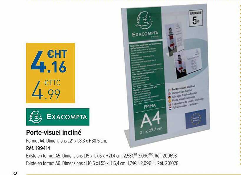 porte-visuel incliné exacompta