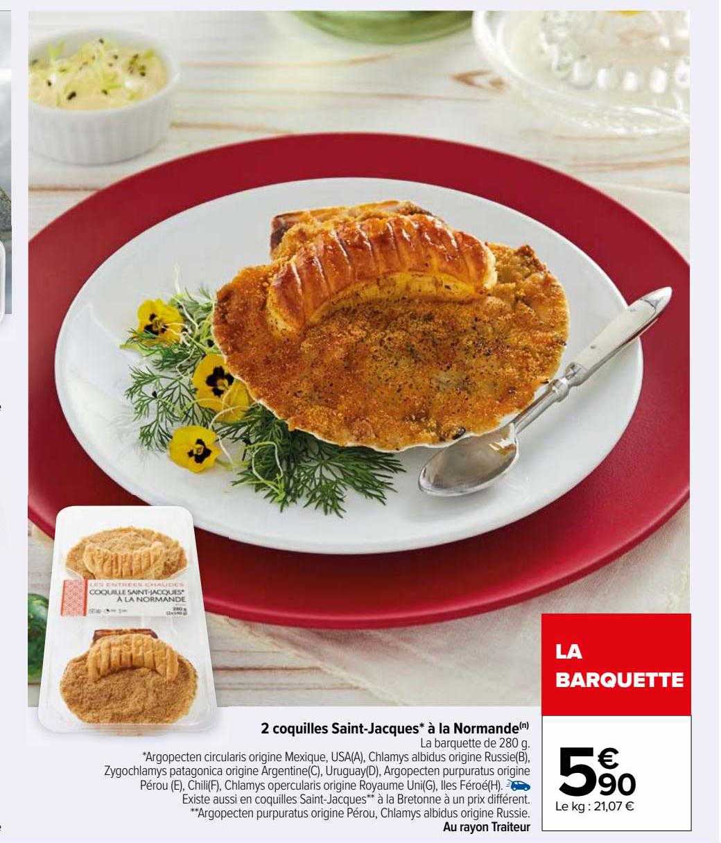 2 coquilles saint-jacques à la normande