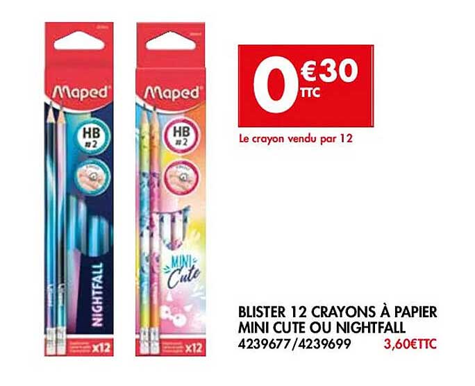 Blister 12 Crayons à Papier Mini Cute Ou Nightfall Maped