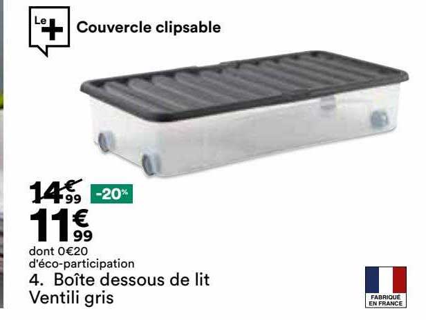 Boîte Dessous De Lit Ventili Gris