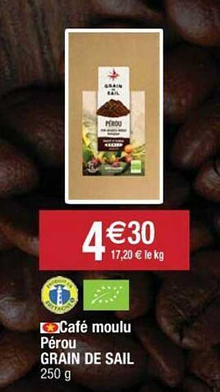 café moulu pérou grain de sail