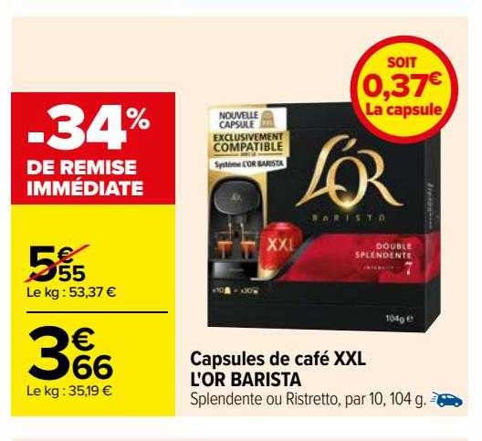 Capsules De Café Xxl L'or Barista