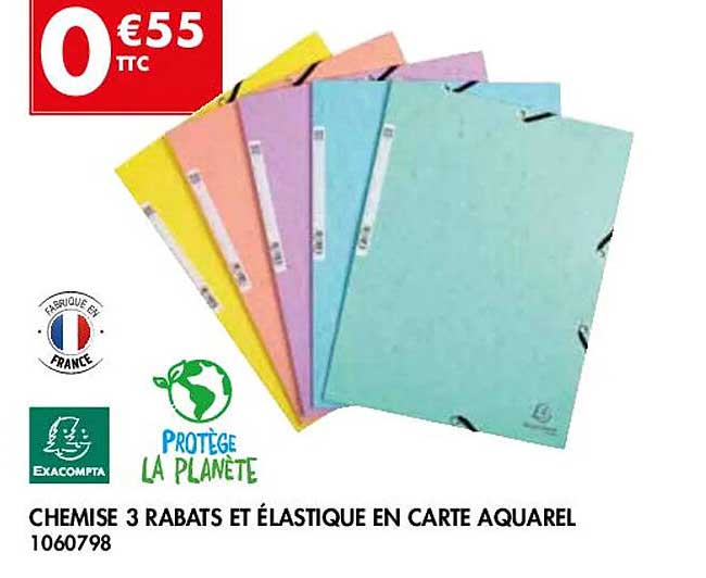 Chemise 3 Rabats Et élastique En Carte Aquarel Exacompta