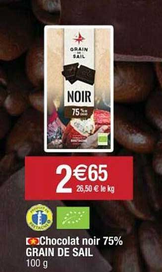 chocolat noir 75% grain de sail