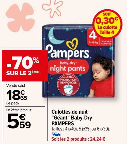 culottes de nuit "géant" baby-dry pampers