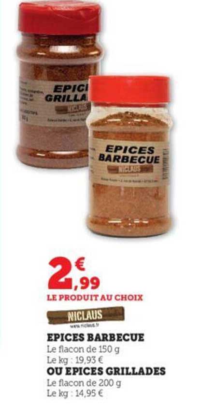 épices barbecue ou épices grillades niclaus