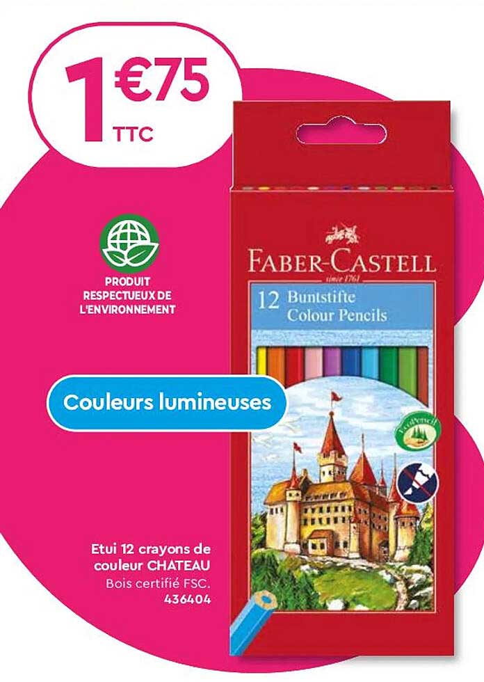 étui 12 crayons de couleur château faber-castell