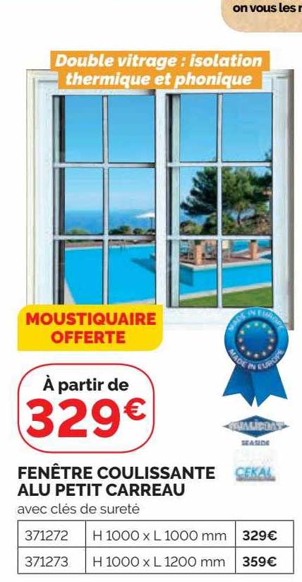 fenêtre coulissante alu petit carreau