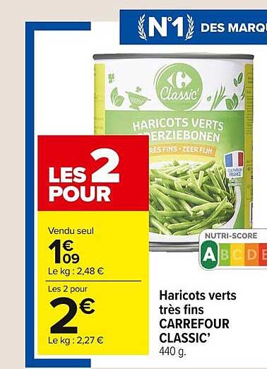 haricots verts très fins carrefour classic'