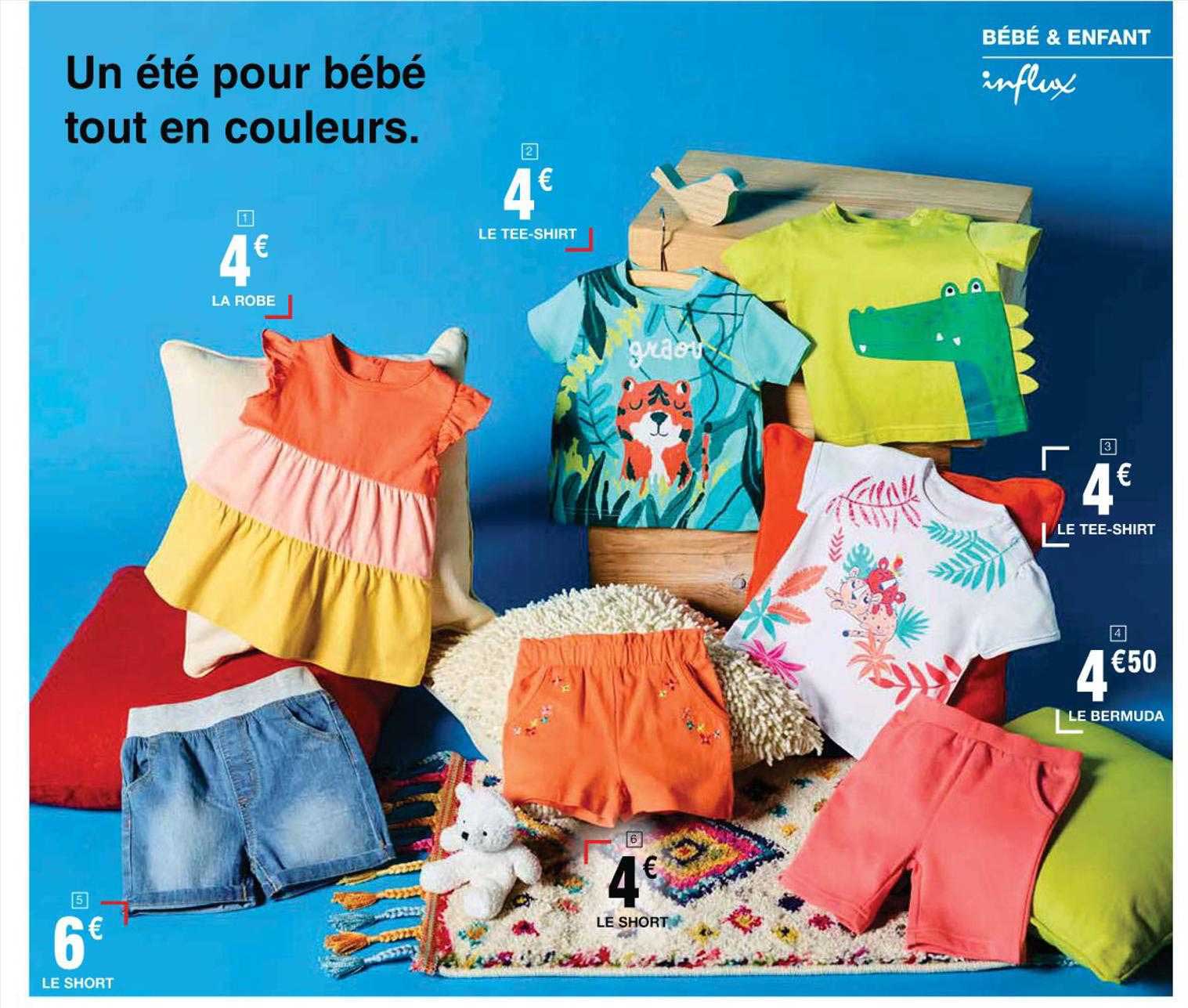 la robe influx, le short influx, le tee-shirt influx, le bermuda influx