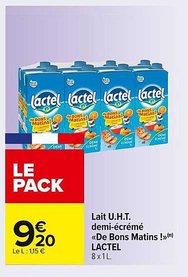 lait u.h.t. demi-écrémé «de bons matins!» lactel