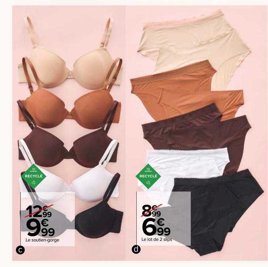 le soutien-gorge tex, le lot de 2 slips tex